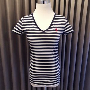 Navy/white striped Polo Ralph Lauren Sport V-Neck